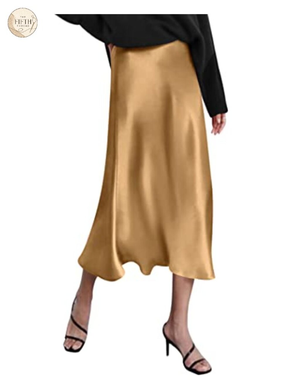 High Waist Satin Midi Skirt Elegant Silk Blend Fishtail